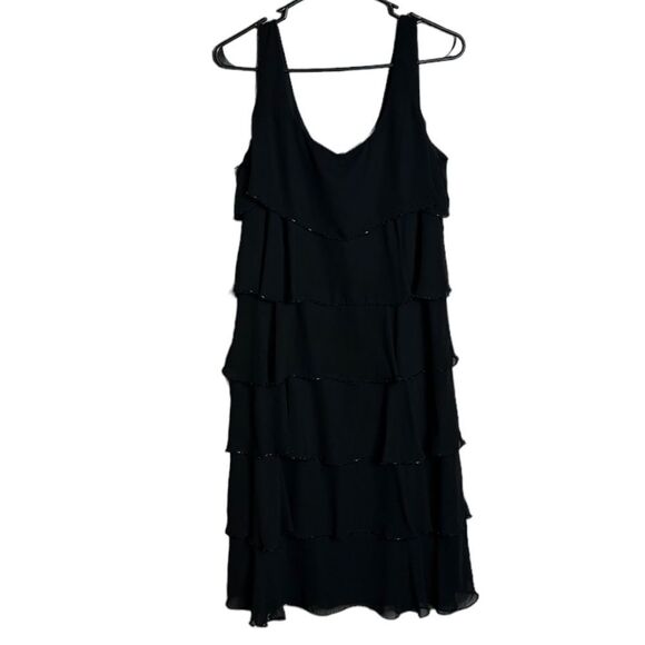 Patra Black ruffle tired formal cocktail Dress size 14 - Picture 1 of 5